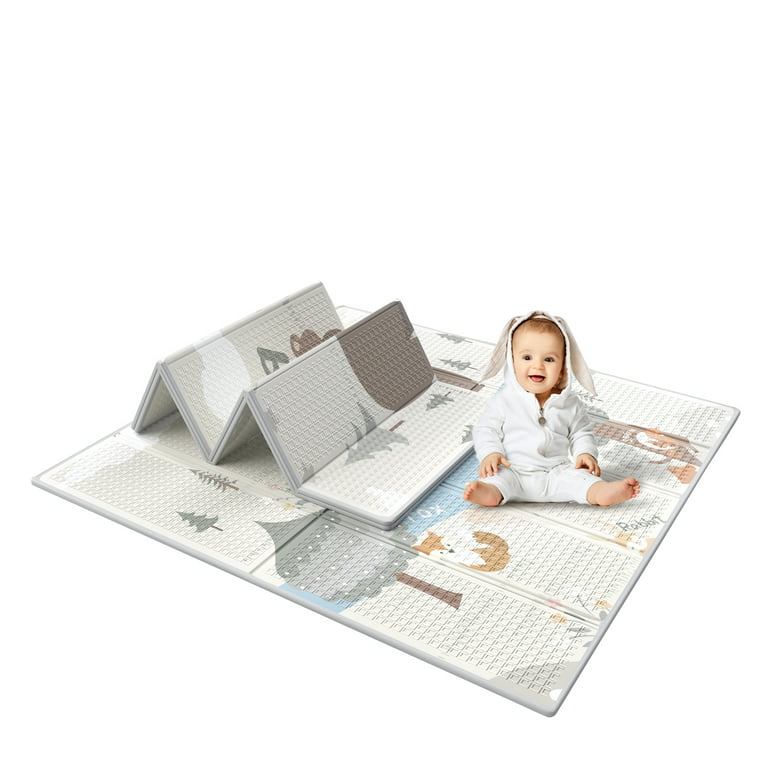 PKINOICY Baby Play Mat, 47x47inch Play Mat, 0.4 in Thick Waterproof Playmat  for Babies, Foldable Play Mat for Small Baby Playpen, Small Spaces