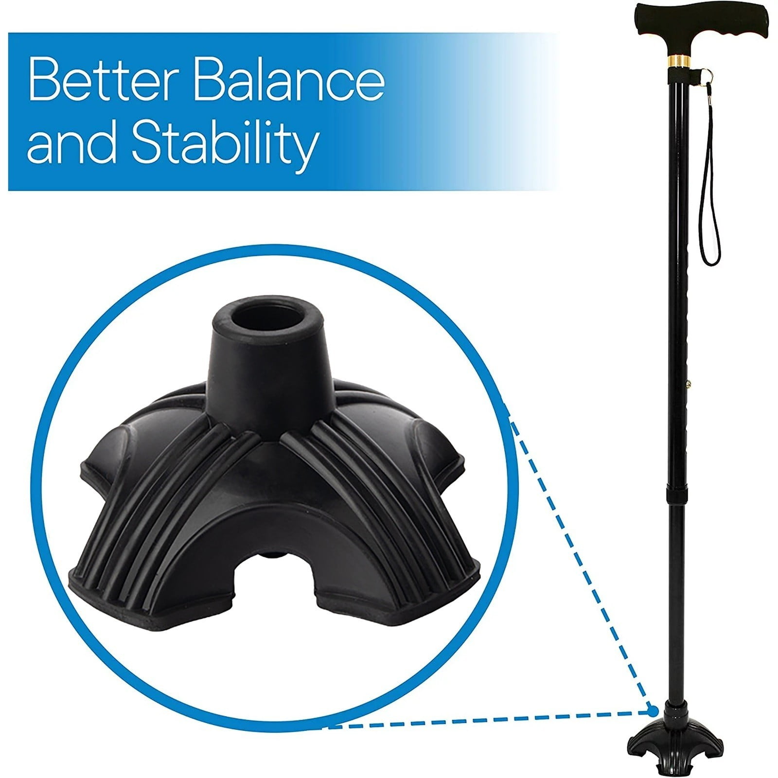 PKJHGA Cane Tip Self Standing Quad Base Replacement for Most Walking