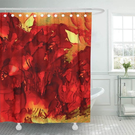 PKNMT Abstract Red Roots Colorful with Bright Inks and Watercolor Paints Color Splashes Shower Curtain Bath Curtain 66x72 inch