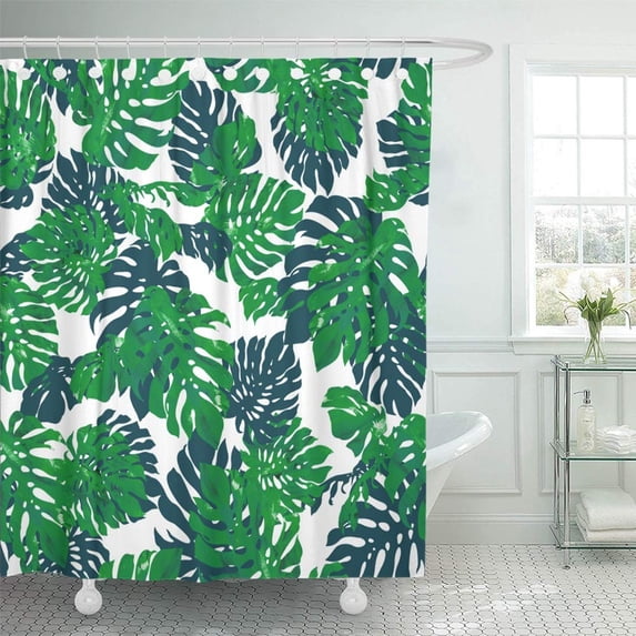 PKNMT Abstract Tropical Plants Pattern Aloha Beautiful Cheerful Consecutively Graphic Bathroom Shower Curtains 60x72 inch
