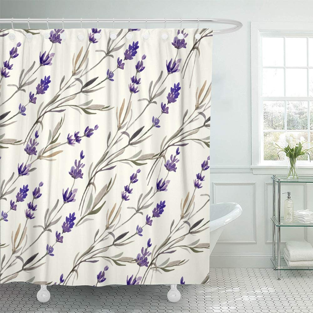 PKNMT Blue Flower Lavender Pattern Watercolor White Floral Elegant Spring Beautiful Color Shower
