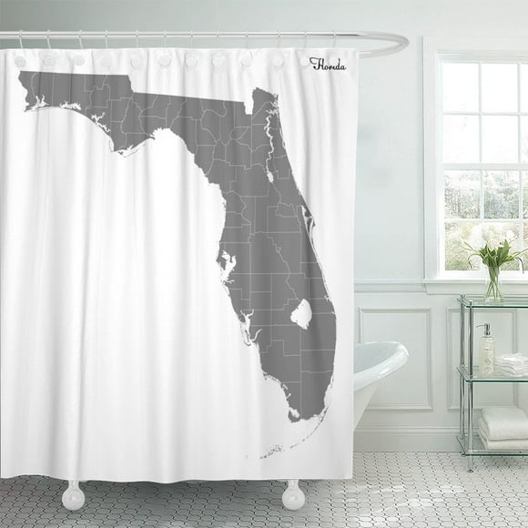PKNMT Blue High Map of U State Florida Borders The Polyester Shower Curtain 60x72 inches