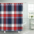 thumbnail image 1 of PKNMT Blue Plaid Checkered Pattern Red Geometric Abstract White Modern Checks Copy Endless Bathroom Shower Curtain 66x72 inch, 1 of 1