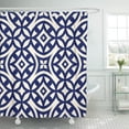 thumbnail image 1 of PKNMT Blue Trellis Symmetric Geometric Navy Color Abstract Pattern Round Polyester Shower Curtain 60x72 inches, 1 of 1