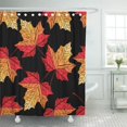 thumbnail image 1 of PKNMT Brown Fall with Maple Leaves on White Red Orange Yellow Colorful Black Green Leaf Waterproof Bathroom Shower Curtains Set 66x72 inch, 1 of 1