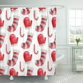 thumbnail image 1 of PKNMT Cane Socks and Santa Mittens Merry Christmas and Happy New Year Design Waterproof Bathroom Shower Curtains Set 66x72 inch, 1 of 1