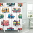 thumbnail image 1 of PKNMT Caravan Mid Fifties Cartoonish Campers Pattern Van Vespa Activity Shower Curtain 60x72 inches, 1 of 1