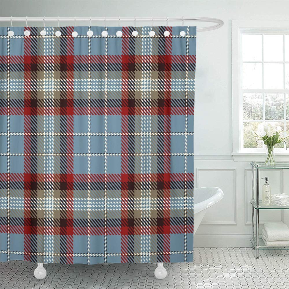 PKNMT Check Tartan Trendy for Tiles Traditional Scottish Flannel Abstract Ancient British Shower