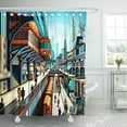 thumbnail image 1 of PKNMT City Street in The Retro Futurism Suspension Railway Shower Curtain 60x72 inches, 1 of 1