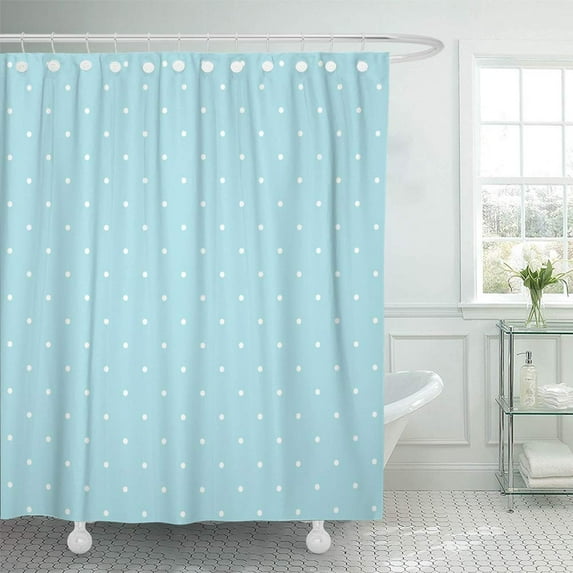 PKNMT Colorful Baby Blue Polka Dot Pattern Design Abstract Color Polkadots Repetitive Row Shower Curtain Bath Curtain 66x72 inch
