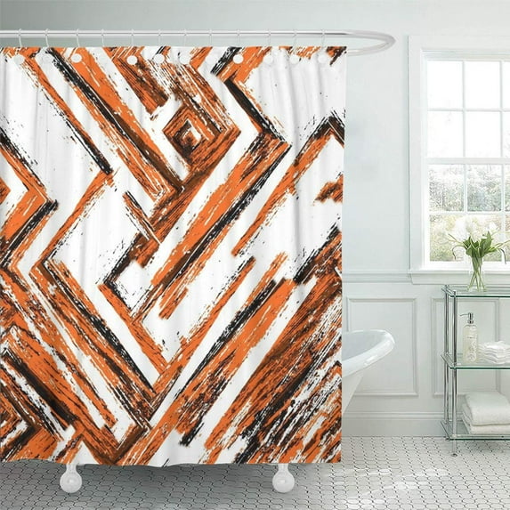 PKNMT Dark Brown Black White Orange Old Weathered in Horror Dirty Spots Cracks Bathroom Shower Curtains 60x72 inch