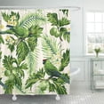 thumbnail image 1 of PKNMT Exotic Tropical with Leaves Fruits Flowers and Birds Breadfruit Palm Plumeria Bathroom Shower Curtains 60x72 inch, 1 of 1