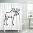 thumbnail image 1 of PKNMT Forest Animal Moose Hand Drawing Sketch Black Ink White Vintage Engraving Nature Bathroom Shower Curtain 66x72 inch, 1 of 1