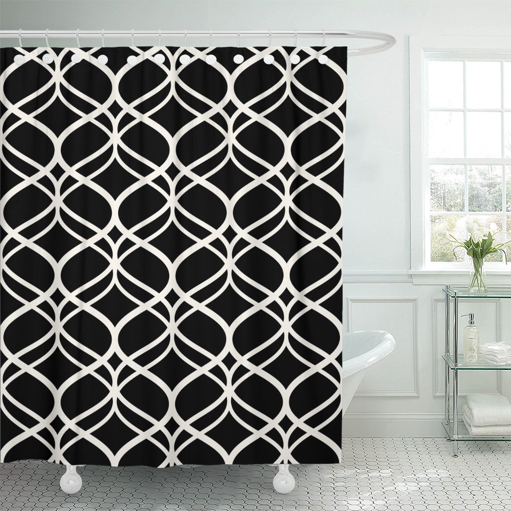 PKNMT Geo Abstract Black and White Lattice Geometric Modern Cage Shower ...