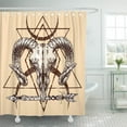 thumbnail image 1 of PKNMT Goat Sketch Animal Skull Drawing Boho Style for Tattoo Drawn Hand Anatomy Arrow Bone Waterproof Bathroom Shower Curtains Set 66x72 inch, 1 of 1