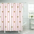 thumbnail image 1 of PKNMT Gold Cute Pink Stripes and Hearts Valentine's Day Pattern Shower Curtain 60x72 inches, 1 of 1