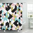 thumbnail image 1 of PKNMT Green Geometric Triangle Abstract Colorful Vintage Color Red 90S Black Bright Effect Waterproof Bathroom Shower Curtains Set 66x72 inch, 1 of 1