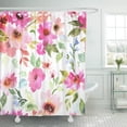 thumbnail image 1 of PKNMT Green Watercolor Floral Pattern Purple and Pink Bouquet Polyester Shower Curtain 60x72 inches, 1 of 1