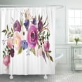 thumbnail image 1 of PKNMT Green Wine Pink Bordo Violet White Watercolor Floral Bouquet Purple Anemone Autumn Waterproof Bathroom Shower Curtains Set 66x72 inch, 1 of 1