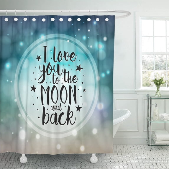 PKNMT I Love You to The Moon and Back Inspirational Polyester Shower Curtain 60x72 inches