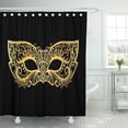 thumbnail image 1 of PKNMT Masquerade Golden Carnival Mask Gold Purim Floral Black Bright Shower Curtain 60x72 inches, 1 of 1