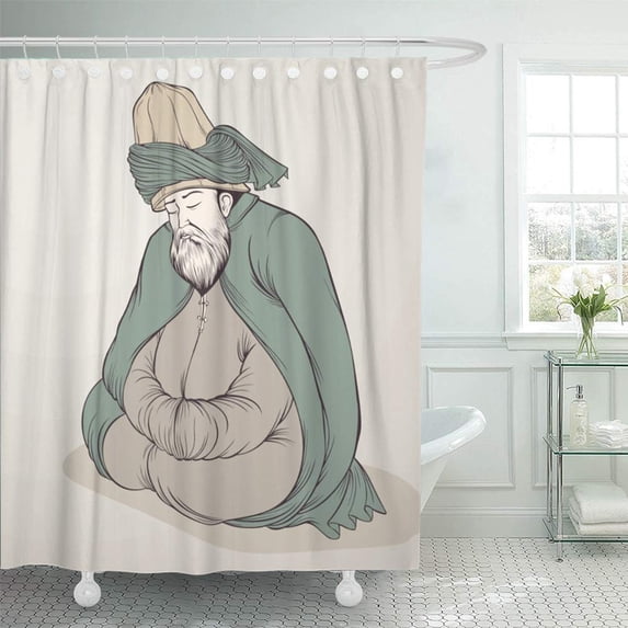 PKNMT Mevlana Devish Rumi Sufi Sufism Dervish Ottoman Semazen Shower Curtain Bath Curtain 66x72 inch