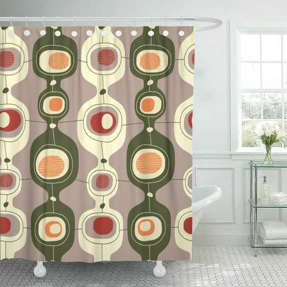 PKNMT Mid Vintage Pattern Century Modern 70S 1950S 60S Shower Curtain 60x72 inches