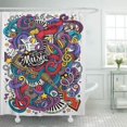 thumbnail image 1 of PKNMT Music Cartoon Doodles Musical Colorful Detailed Lots Abstract Microphone Party Bathroom Shower Curtain 66x72 inch, 1 of 1