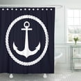 thumbnail image 1 of PKNMT Navy Marina Anchor Rope Dark White Accessories Antique Polyester Shower Curtain 60x72 inches, 1 of 1