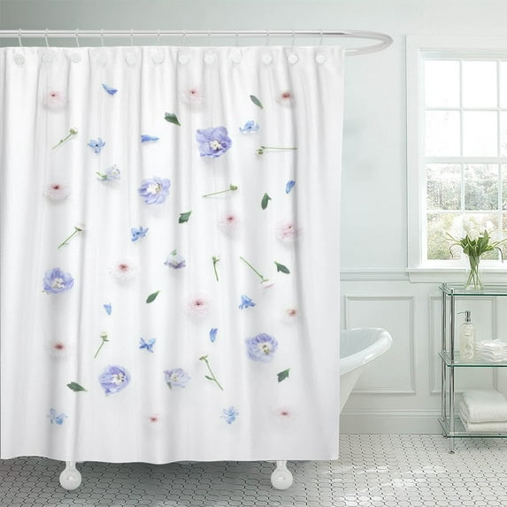 PKNMT Pattern Made of Lilac and Pink Flowers Flat Lay Polyester Shower Curtain 60x72 inches