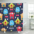 thumbnail image 1 of PKNMT Pattern Monsters Cute Little Boy Toy Clipart Polyester Shower Curtain 60x72 inches, 1 of 1
