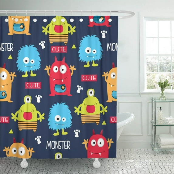 PKNMT Pattern Monsters Cute Little Boy Toy Clipart Polyester Shower Curtain 60x72 inches