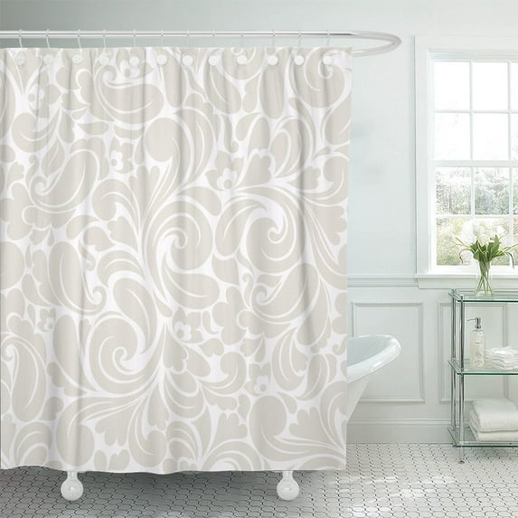 PKNMT Pattern of Light Beige Color in The Damascus Classic Polyester Shower Curtain 60x72 inches