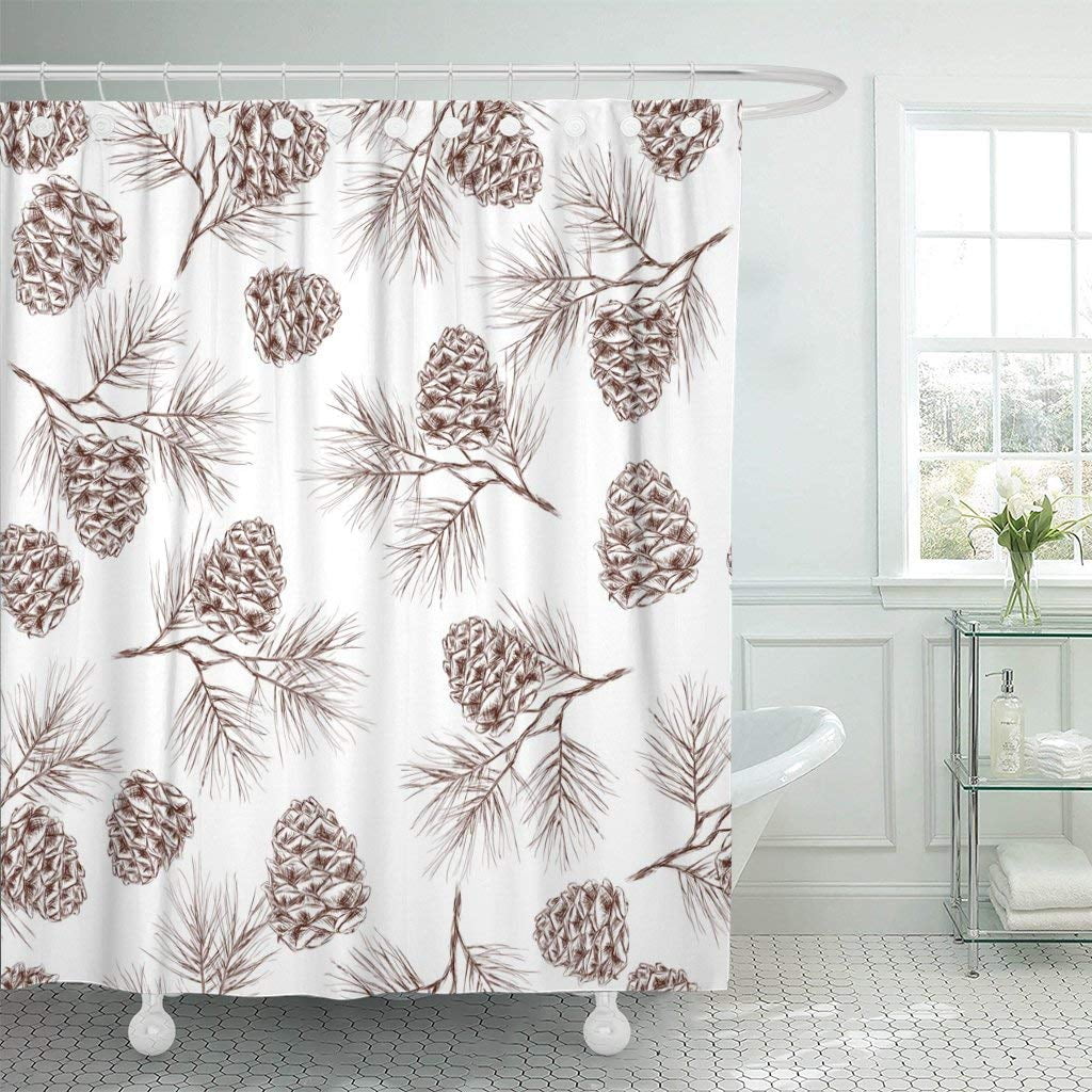 PKNMT Pinecone Pine Fir Christmas Tree Cedar Spruce and Cones Shower ...