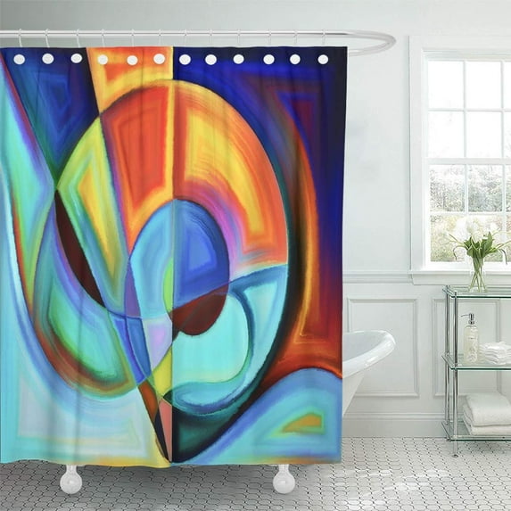 PKNMT Plane Division Series Composition of Abstract Forms and Shape on The Subject Shower Curtain Bath Curtain 66x72 inch
