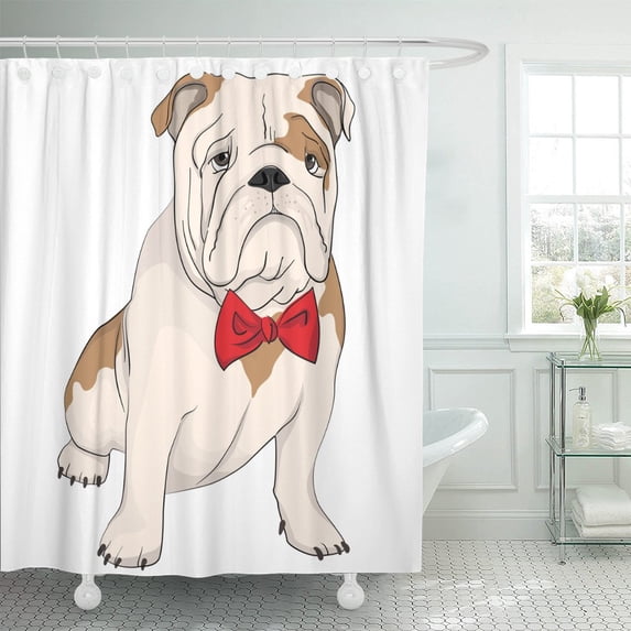 PKNMT Puppy The Silhouette of Dog Breed English Bulldog Animal Shower Curtain 60x72 inches