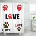 thumbnail image 1 of PKNMT Red Paw I Love Text Animal Lover Heart Shaped Polyester Shower Curtain 60x72 inches, 1 of 1