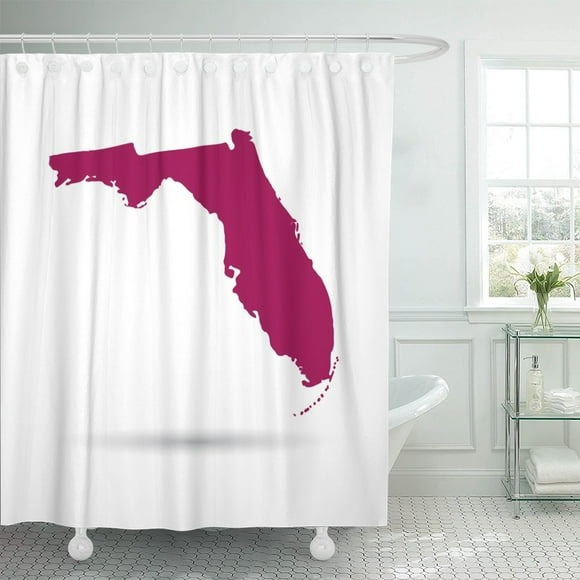 PKNMT Red Shape Map of The U State Florida Shower Curtain 60x72 inches
