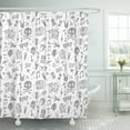 thumbnail image 1 of PKNMT Rock N Roll Monochrome Endless Hand Drown from White Polyester Shower Curtain 60x72 inches, 1 of 1