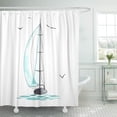 thumbnail image 1 of PKNMT Sailboat in The Sea and Seagulls Around Made Watercolor Shower Curtain 60x72 inches, 1 of 1
