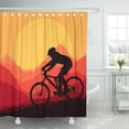 thumbnail image 1 of PKNMT Silhouette Mountain Bike Rider in Wild Nature Landscape Bicycle Adventure Cyclist Waterproof Bathroom Shower Curtains Set 66x72 inch, 1 of 1