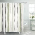 thumbnail image 1 of PKNMT Strip Lines with Torn Effect Shred Edge Olive Gray Cream Colors on White Bathroom Shower Curtains 60x72 inch, 1 of 1