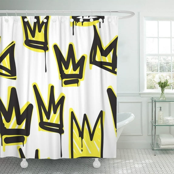 PKNMT Tags Black and White Graffiti in Hip Hop Street Polyester Shower Curtain 60x72 inches