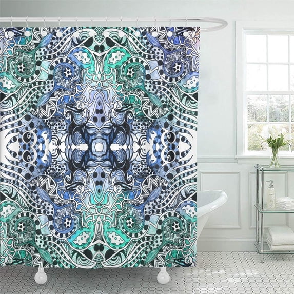 PKNMT Watercolor Abstract Floral Fantasy Wonderful Dress Traditional Ornamental Paisley Bathroom Shower Curtain 66x72 inch