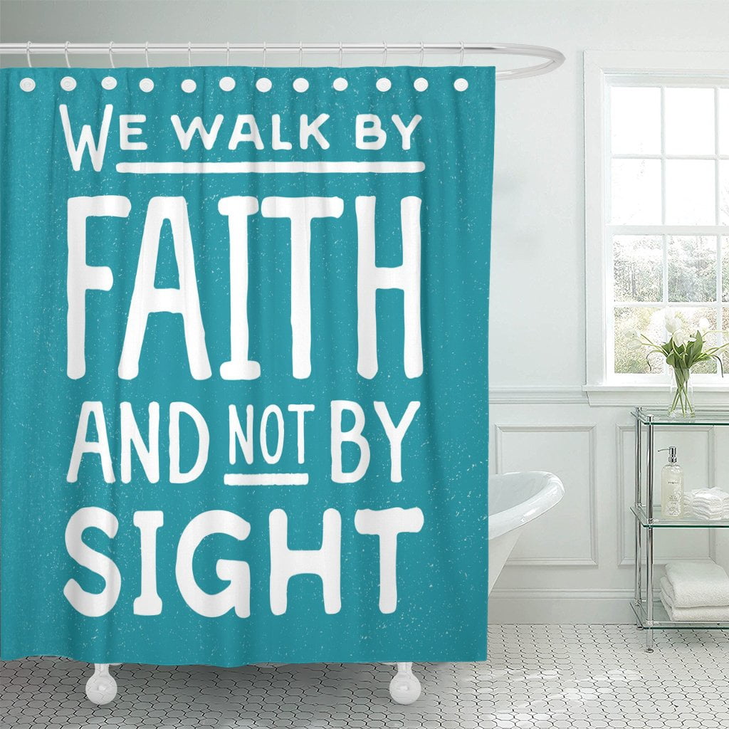 PKNMT We Walk by Faith and Not Sight Retro Christian Shower Curtain