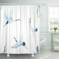 thumbnail image 1 of PKNMT White Bird Watercolor Pattern Crane Egret Japanese Heron Oriental Painting Fly Stork Shower Curtain Bath Curtain 66x72 inch, 1 of 1