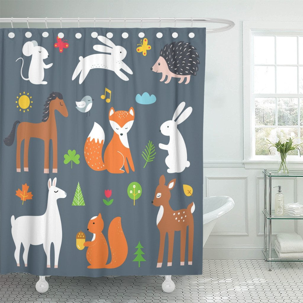 PKNMT Woodland Forest and Woods Wild Animals Cartoon Fox Nature Shower ...