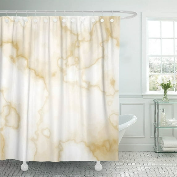 PKNMT Yellow Abstract Marble Gold for Corporate Identity C Color Polyester Shower Curtain 60x72 inches