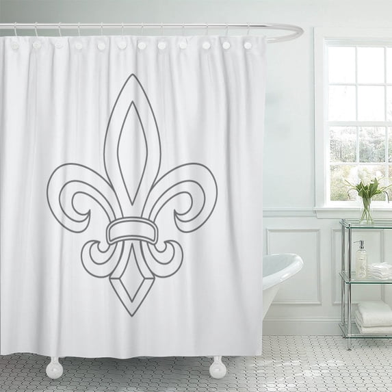 PKNMT Yellow Orleans Fleur De Lis Symbol Drawing LYS Fleurdelis Shower Curtain 60x72 inches