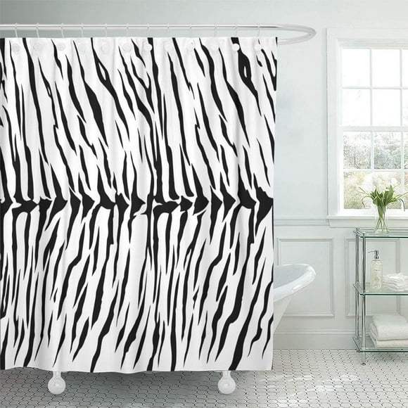 PKNMT Zebra Stripe Animals Jungle Bengal Tiger Pattern White Black Africa African Asia Shower Curtain Bath Curtain 66x72 inch